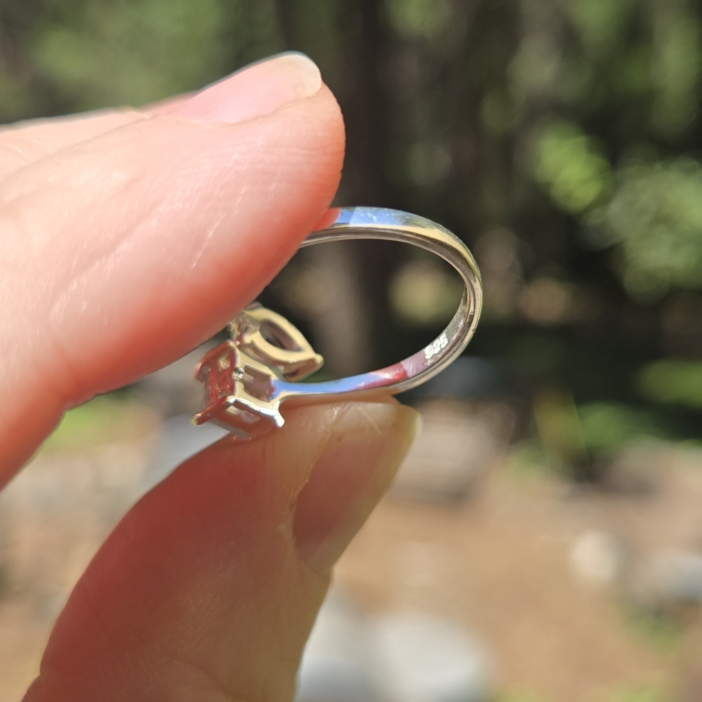 Blue Topaz Lolite & Natural Pearl Ring Sz6.5 Adjustable - Picture 7 of 9